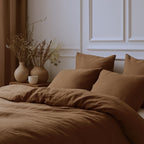 Parure + taies 65x65 gaze de coton noisette CARLA - 260x240+2(65x65) cm