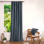 Rideau à passant velours de coton 135x260 VELVET - bleu orage