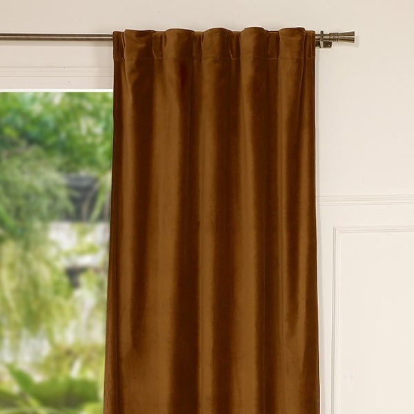Rideau à passant velours de coton 135x260 VELVET - brun tabac