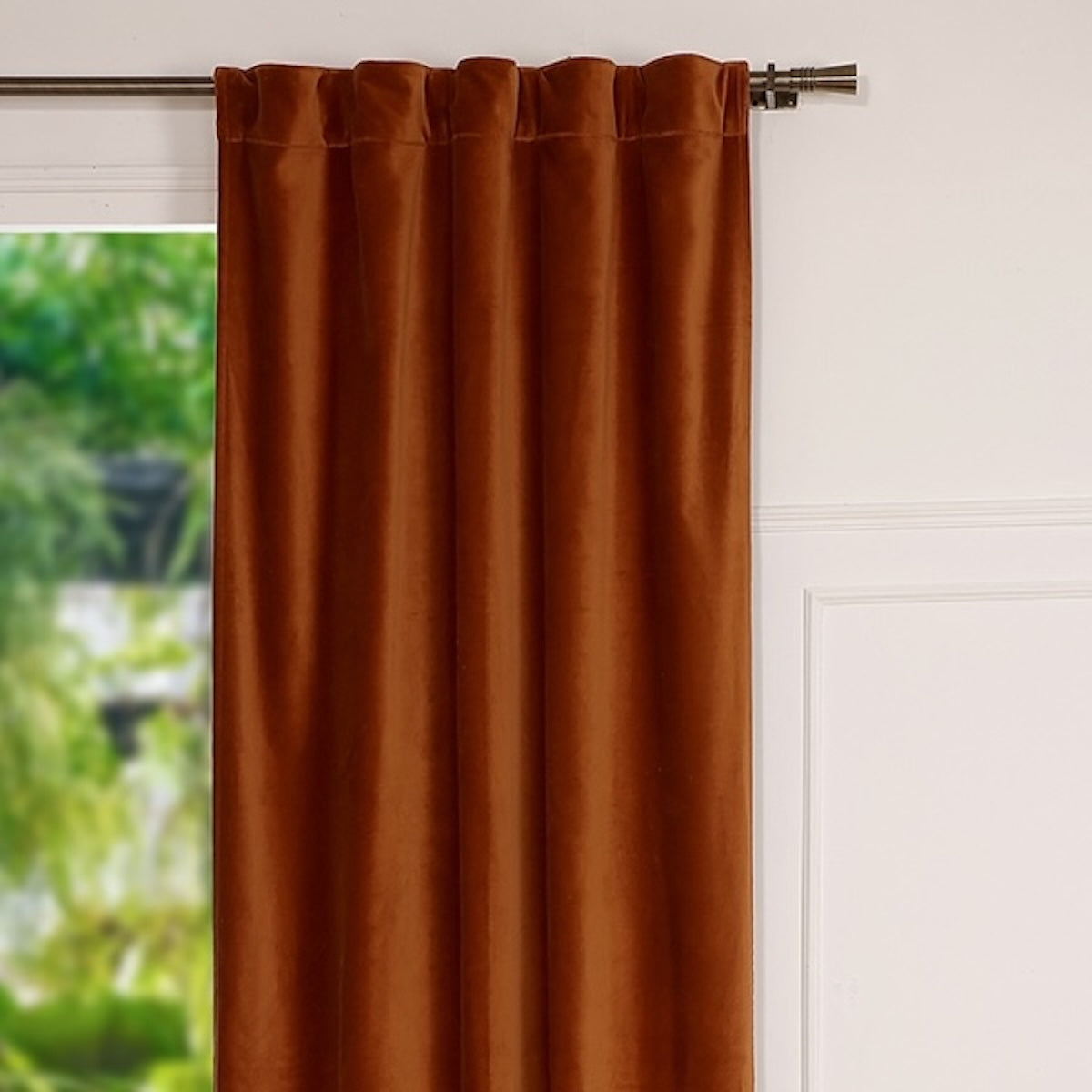 Rideau à passant velours de coton 135x260 VELVET - terracotta