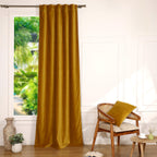 Rideau à passant velours de coton 135x260 VELVET - jaune moutarde