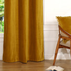 Rideau à passant velours de coton 135x260 VELVET - jaune moutarde