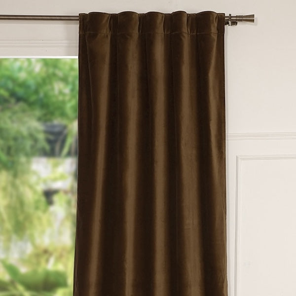 Rideau à passant velours de coton 135x260 VELVET - brun chêne