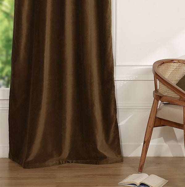 Rideau à passant velours de coton 135x260 VELVET - brun chêne