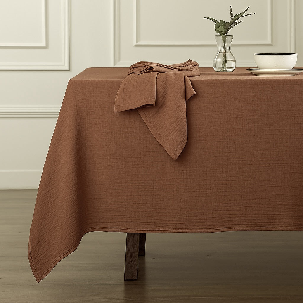 Serviette de table (x4) gaze de coton 40x40 CARLA noisette