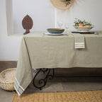 Nappe + 10 serviettes coton 180x400 MAHDIA - vert olive