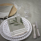 Nappe + 10 serviettes coton 180x400 MAHDIA - vert olive