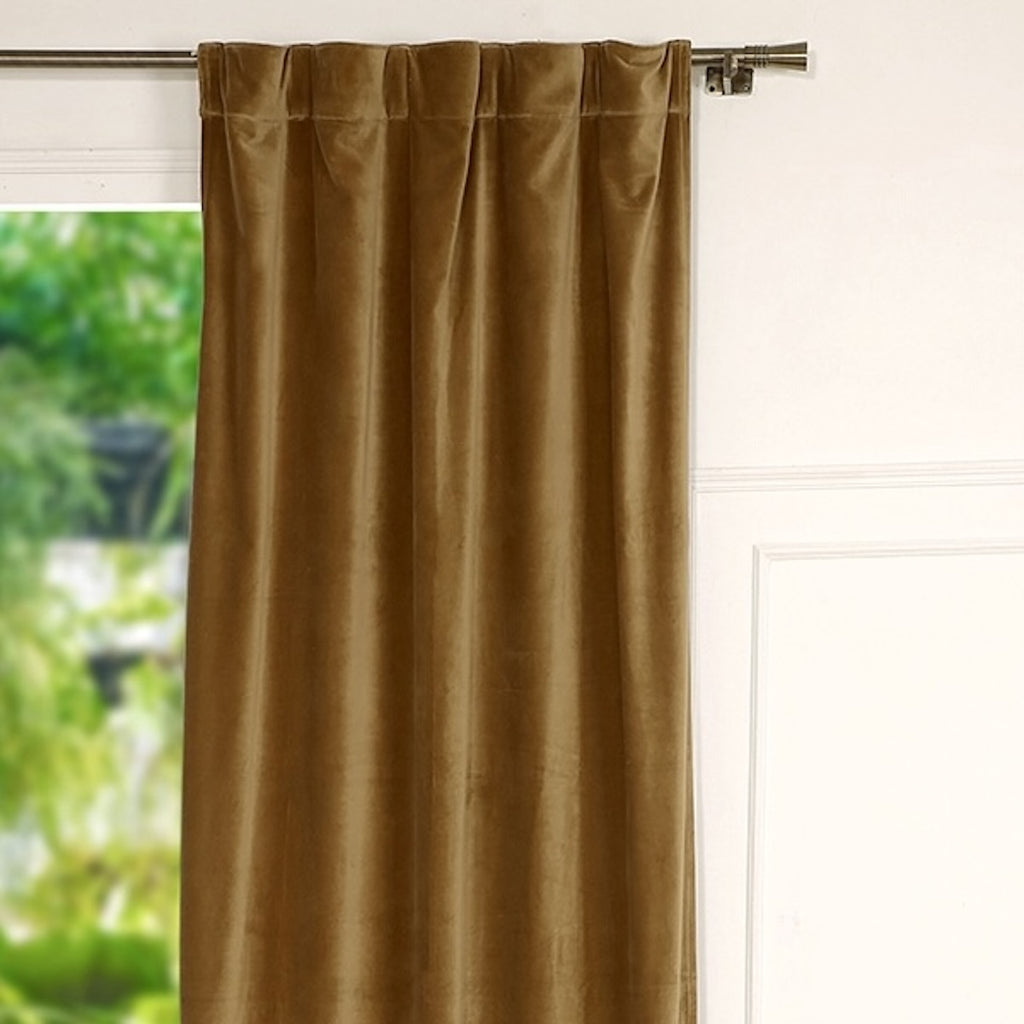 Rideau à passant velours de coton 135x260 VELVET - camel