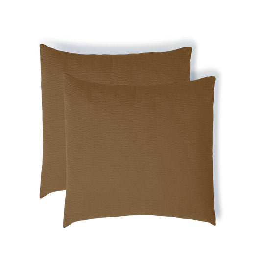 Taie d'oreiller (x2) gaze de coton noisette CARLA
