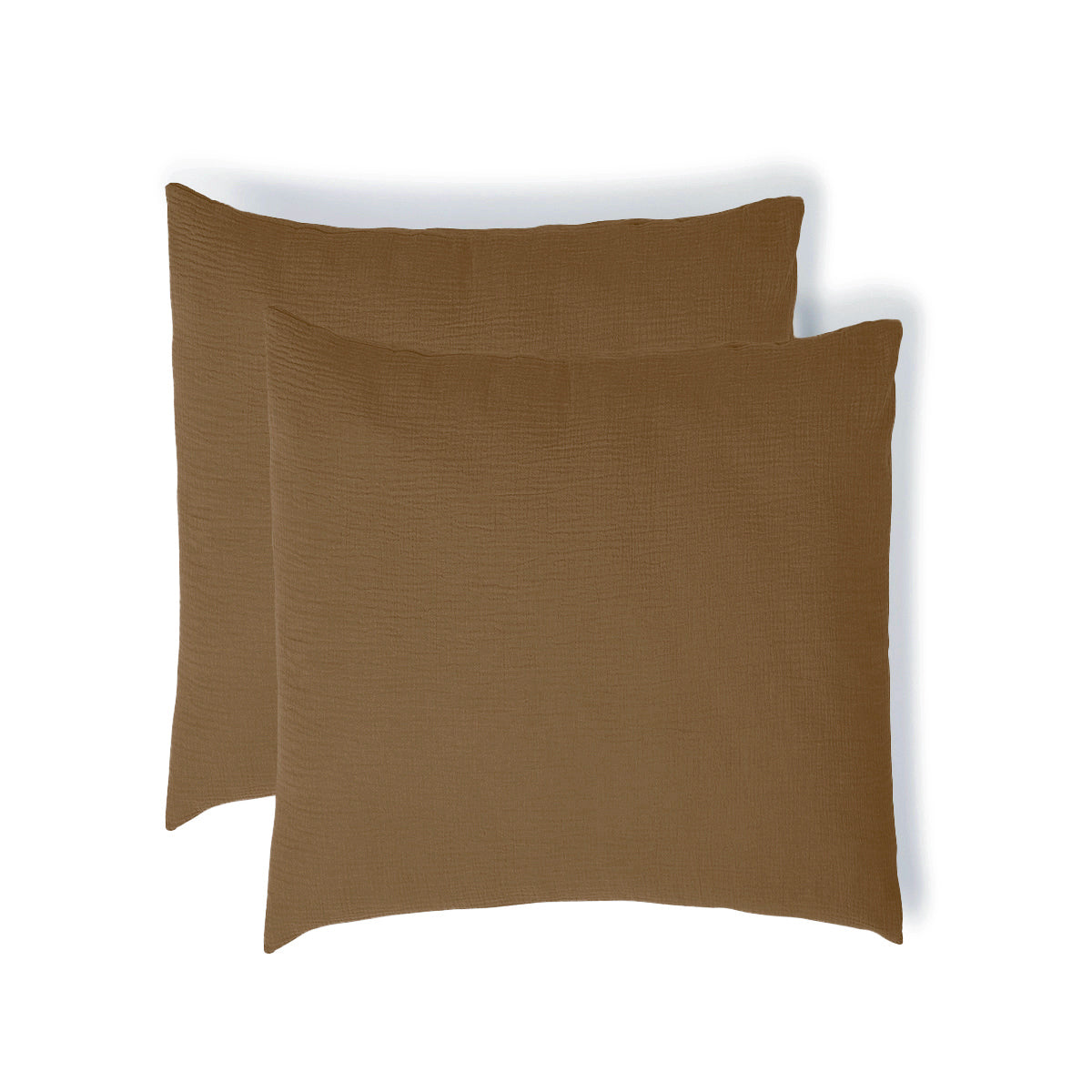 Taie d'oreiller (x2) gaze de coton noisette CARLA 65x65