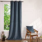 Rideau à oeillets velours de coton 135x260 VELVET - bleu orage