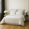 Housse de couette percale de coton blanc / noir ZOÉ - 260x240 cm