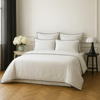 Housse de couette percale de coton blanc / noir ZOÉ - 260x240 cm