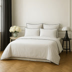 Housse de couette percale de coton blanc / noir ZOÉ - 260x240 cm