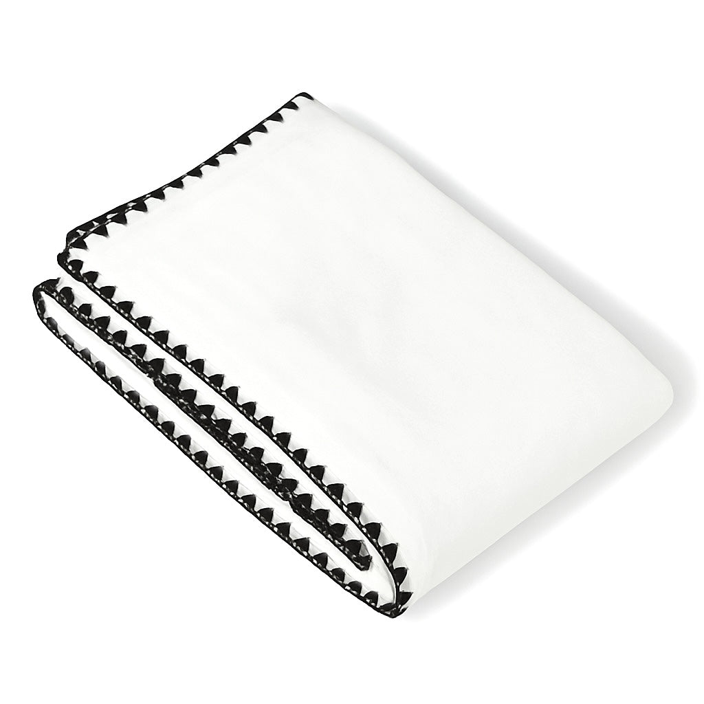 Housse de couette percale de coton blanc / noir ZOÉ
