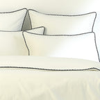 Housse de couette percale de coton blanc / noir ZOÉ - 260x240 cm
