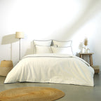 Housse de couette percale de coton blanc / noir ZOÉ - 260x240 cm