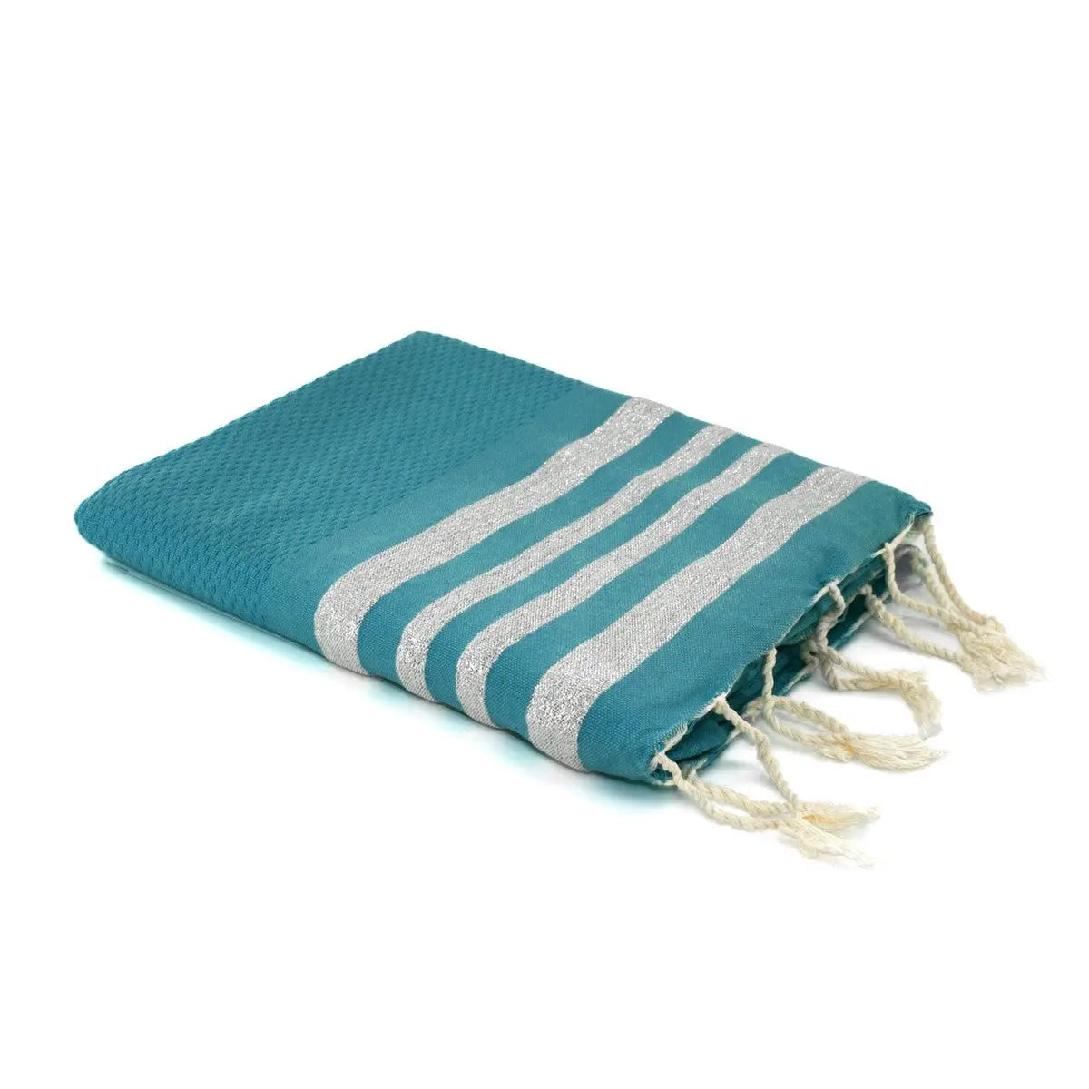 Fouta nid d'abeille lurex coton HAMPTONS 100x200 - febronie.com