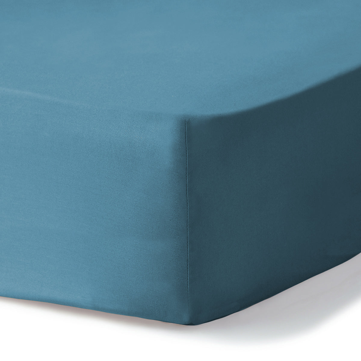 Drap housse satin lavé de coton bio bleu orage GAIA - 140x200x30 cm