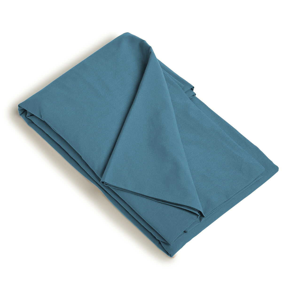 Drap housse satin lavé de coton bio bleu orage GAIA - 140x200x30 cm