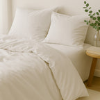 Housse de couette satin lavé de coton bio blanc GAIA - 200x200 cm