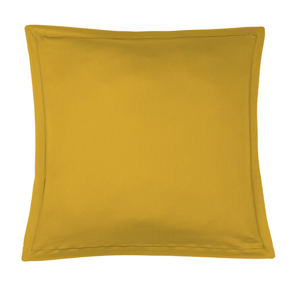 Parure + taies 65x65 satin de coton jaune moutarde JULIA - 240x220+2(65x65) cm