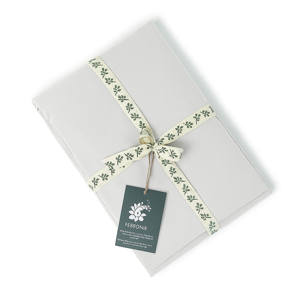 Housse de couette satin lavé de coton bio grège GAIA - 200x200 cm