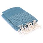 Plaid coton bleu pétrole OSLO - 160x250 - febronie.com