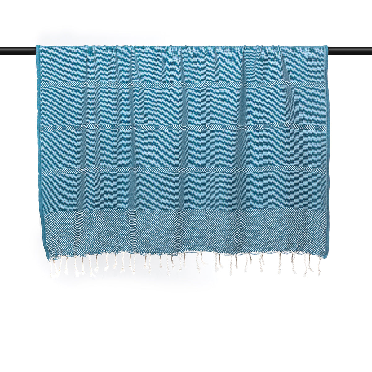Plaid coton bleu pétrole OSLO    febronie.com