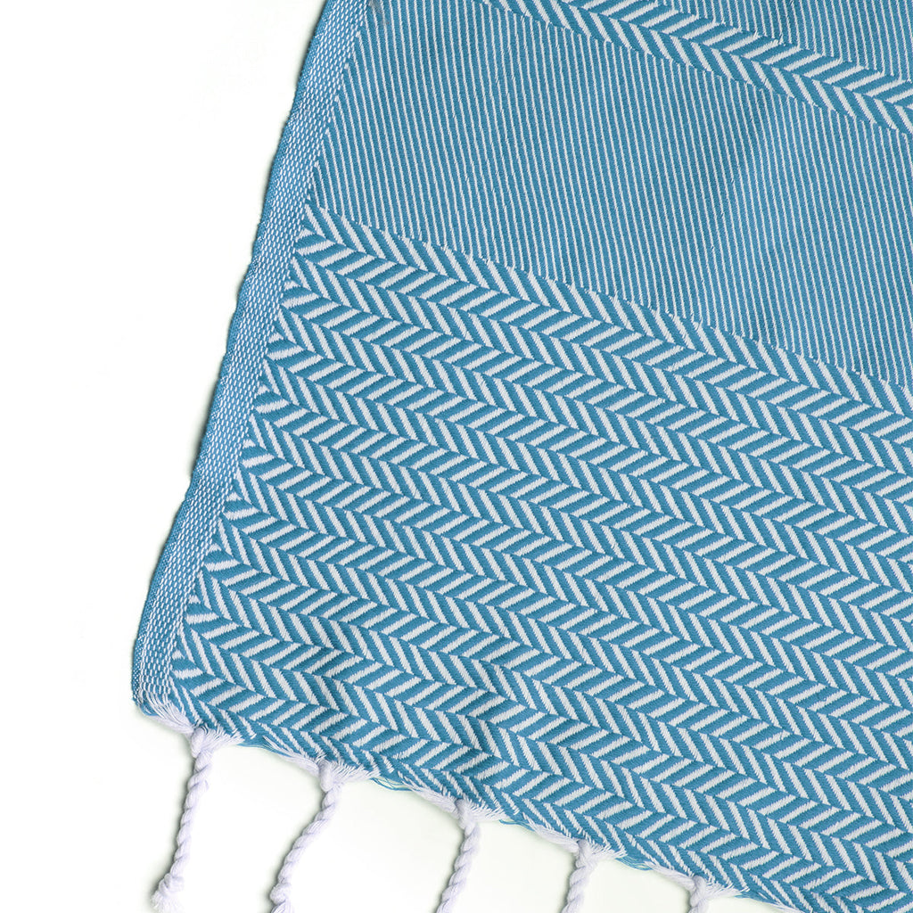 Plaid coton bleu pétrole OSLO    febronie.com