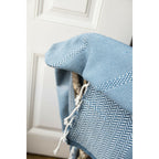 Plaid coton bleu pétrole OSLO    febronie.com