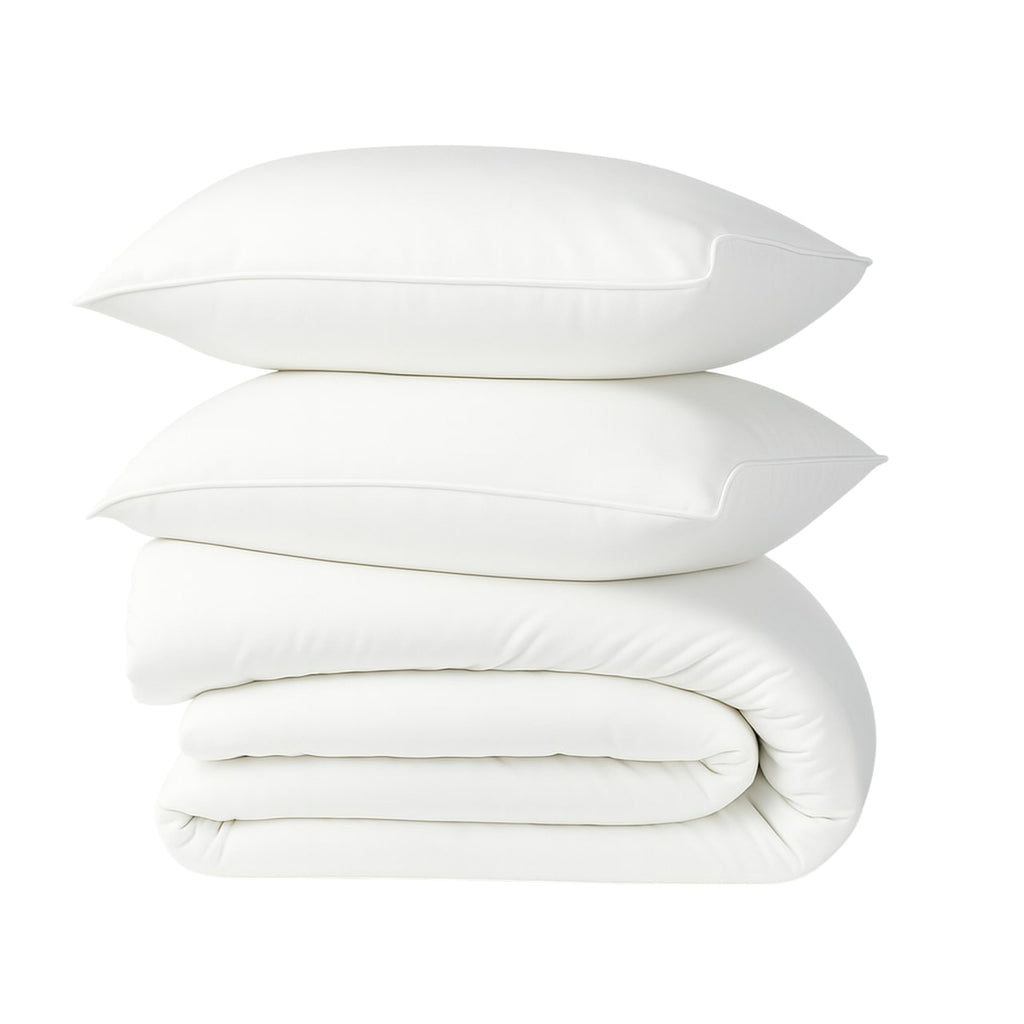 Parure + taies 50x70 satin lavé de coton bio blanc GAIA