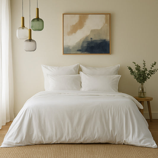 Parure + taies 65x65 coton bio lyocell blanc GAIA - febronie.com