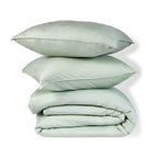 Parure + taies 65x65 satin lavé de coton bio vert céladon GAIA - 240x220+2(65x65) cm