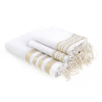 Foutas de bain coton (x3) HAMPTONS 100x200 + 40x60 (x2) - febronie.com