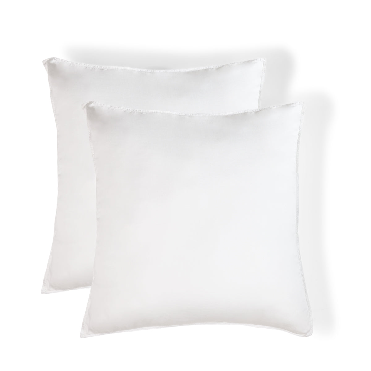 Taie d'oreiller (x2) satin lavé de coton bio blanc GAIA - 65x65 cm
