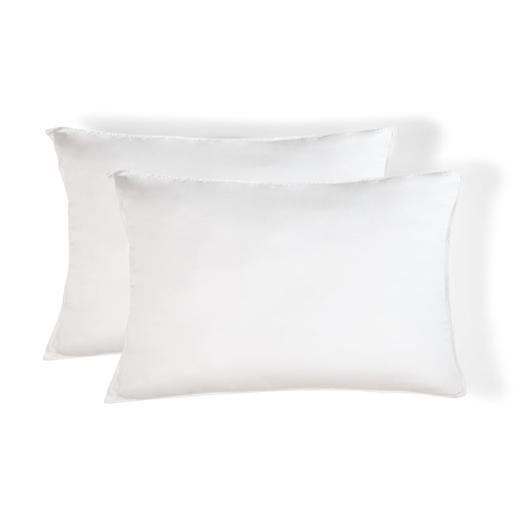 Taie d'oreiller (x2) satin lavé de coton bio blanc GAIA - 50x70 cm