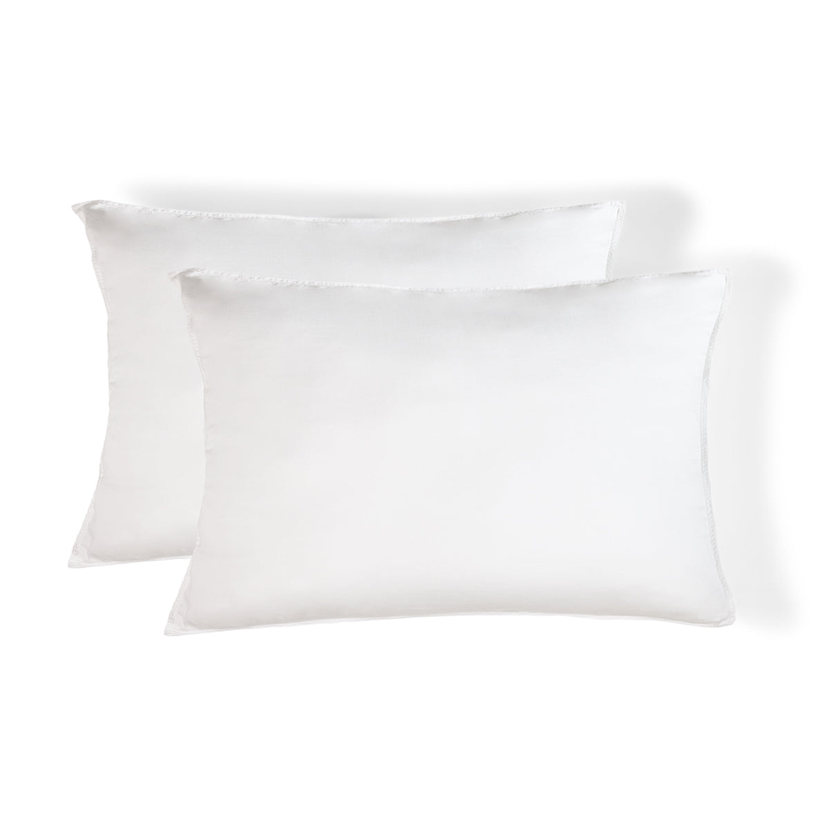 Taie d'oreiller (x2) satin lavé de coton bio blanc GAIA - 50x70 cm