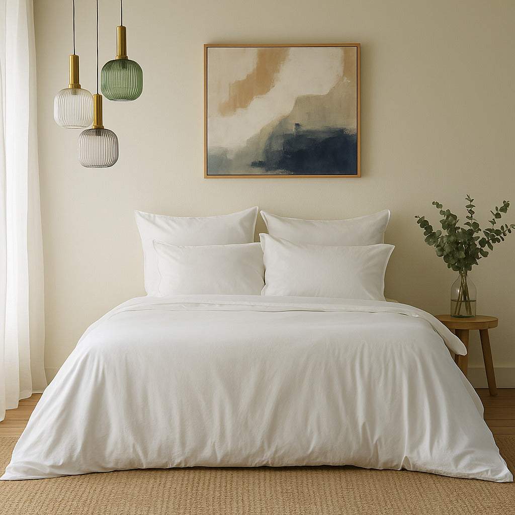 Taie d'oreiller (x2) satin lavé de coton bio blanc GAIA - 50x70 cm