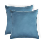 Taie d'oreiller (x2) satin lavé de coton bio bleu orage GAIA - 65x65 cm
