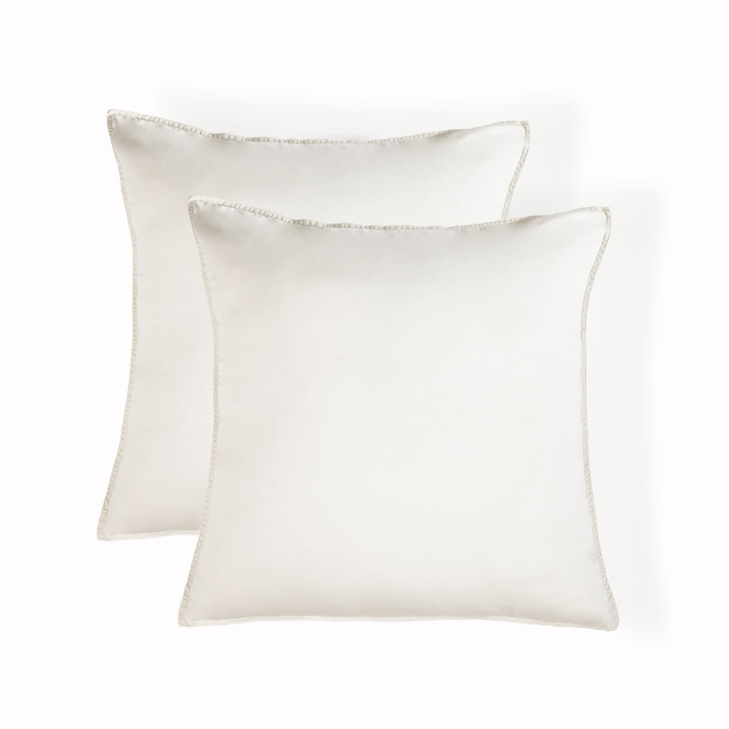 Taie d'oreiller (x2) satin lavé de coton bio grège GAIA - 65x65 cm