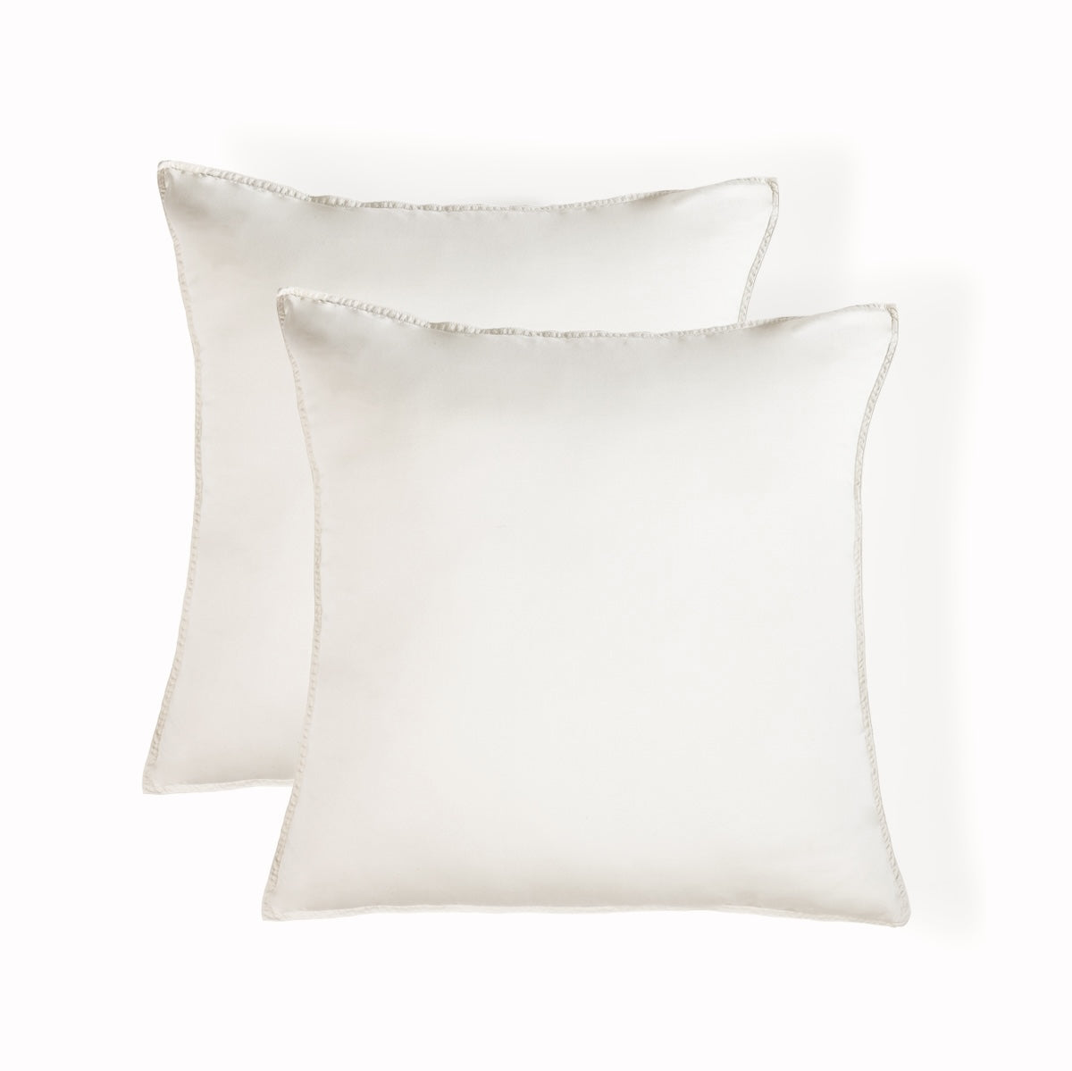 Taie d'oreiller (x2) satin lavé de coton bio grège GAIA - 65x65 cm