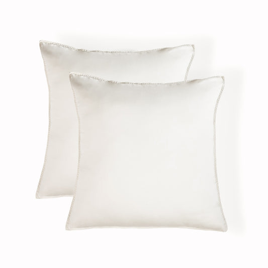 Taie d'oreiller (x2) coton bio lyocell grège GAIA - febronie.com