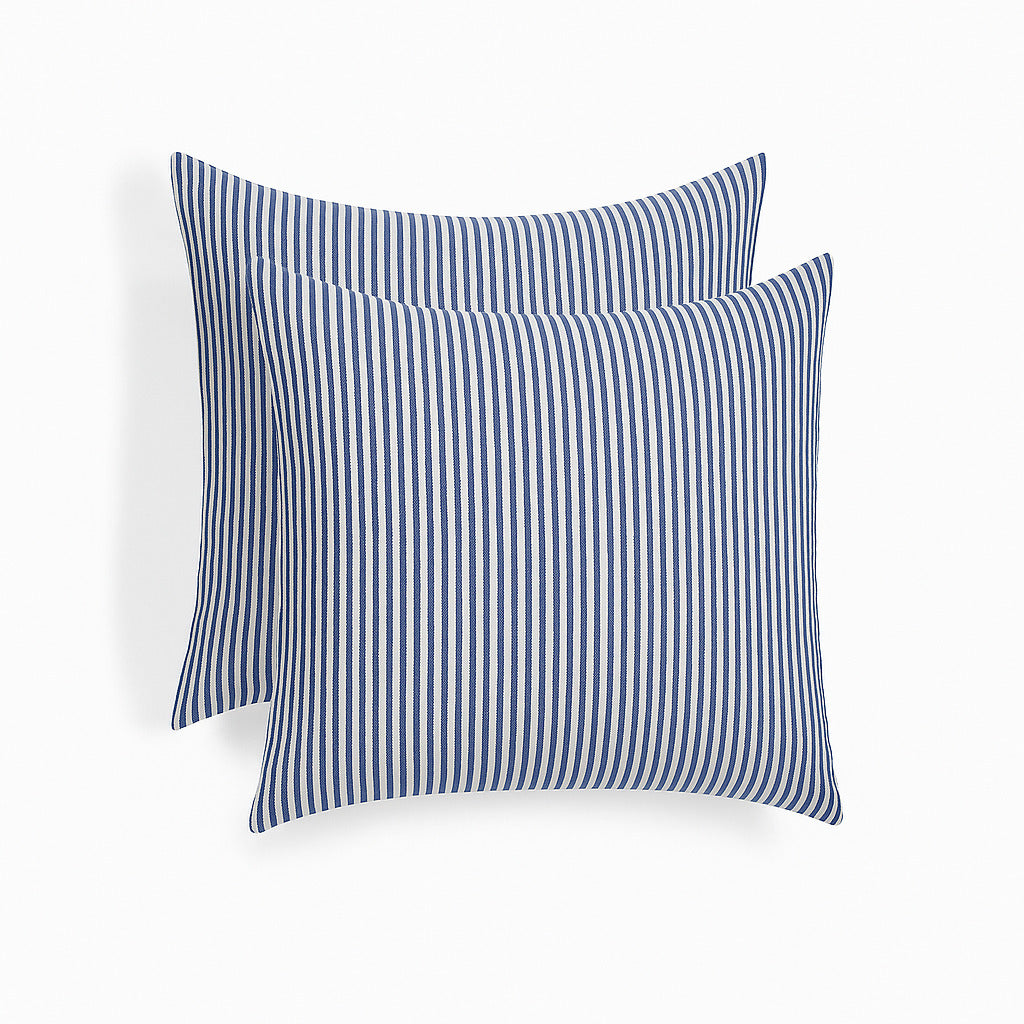 Taie d'oreiller (x2) coton lavé bleu orage LUNAR - 65x65 cm