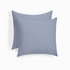 Taie d'oreiller (x2) coton lavé bleu orage LUNAR - 65x65 cm