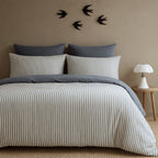 Taie d'oreiller (x2) coton lavé bleu orage LUNAR - 65x65 cm