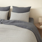 Parure + taies 65x65 coton lavé bleu orage LUNAR - 240x220+2(65x65) cm