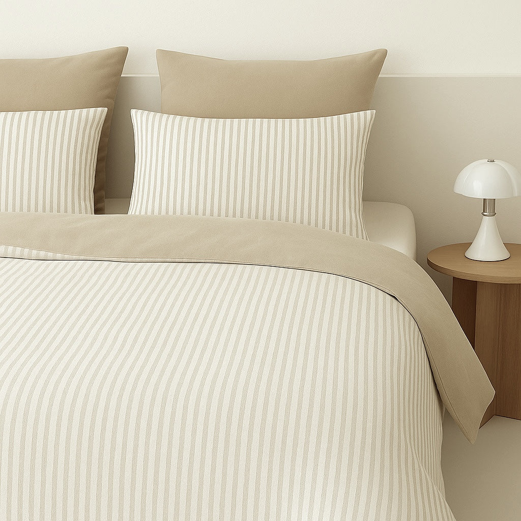 Parure + taies 65x65 coton lavé sable LUNAR