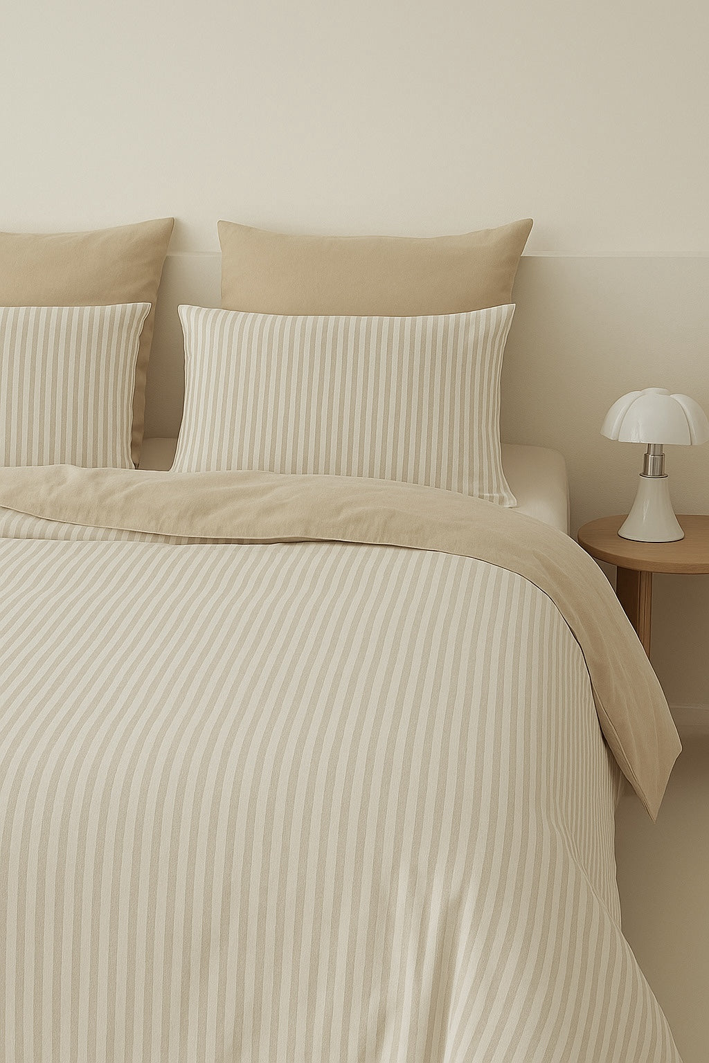 Parure + taies 65x65 coton lavé sable LUNAR