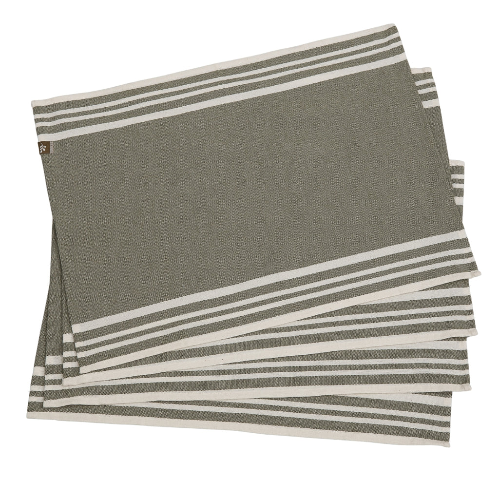 Set de table (x4) coton 35x50 MAHDIA - vert olive
